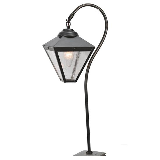 Meyda Lighting Newport 25" Craftsman Brown Sheperd's Hook Landscape Light Fixture Clear Seeded Shade Glass