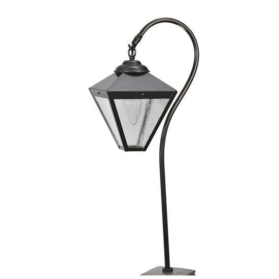 Meyda Lighting Newport 25" Craftsman Brown Sheperd's Hook Landscape Light Fixture Clear Seeded Shade Glass