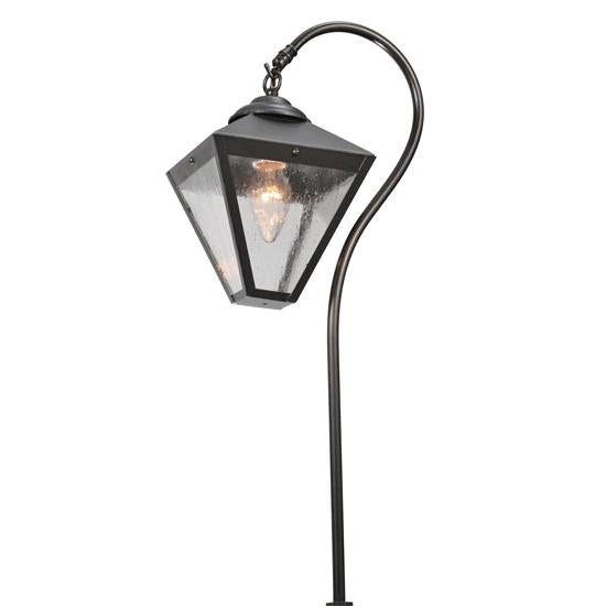 Meyda Lighting Newport 25" Craftsman Brown Sheperd's Hook Landscape Light Fixture Clear Seeded Shade Glass