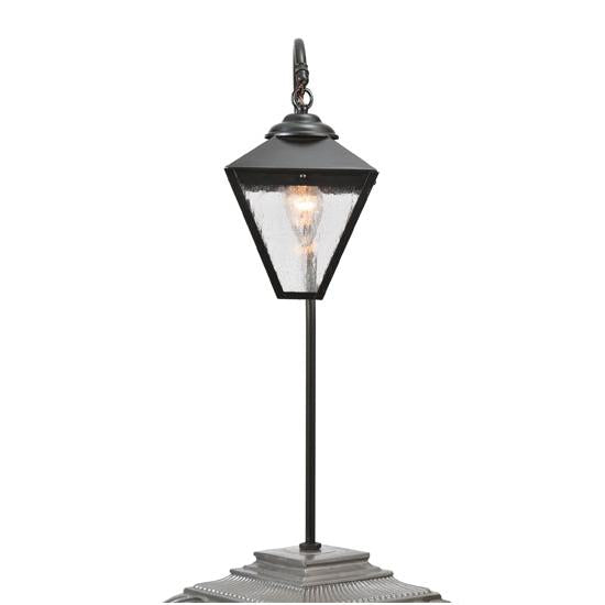 Meyda Lighting Newport 25" Craftsman Brown Sheperd's Hook Landscape Light Fixture Clear Seeded Shade Glass