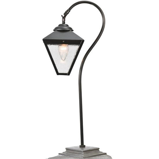 Meyda Lighting Newport 25" Craftsman Brown Sheperd's Hook Landscape Light Fixture Clear Seeded Shade Glass