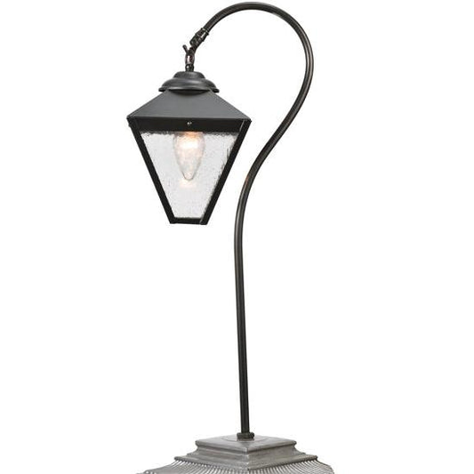 Meyda Lighting Newport 25" Craftsman Brown Sheperd's Hook Landscape Light Fixture Clear Seeded Shade Glass