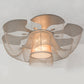 Meyda Lighting Niagara 60" 8-Light Nickel Flush Mount Light With Silver Mica Shade Glass
