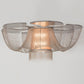 Meyda Lighting Niagara 60" 8-Light Nickel Flush Mount Light With Silver Mica Shade Glass