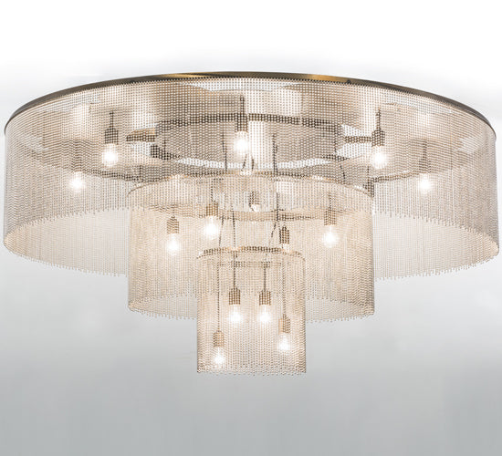 Meyda Lighting Niagara 72" 16-Light Antique Copper Flush Mount Light With Stainless Steel Chain Shade
