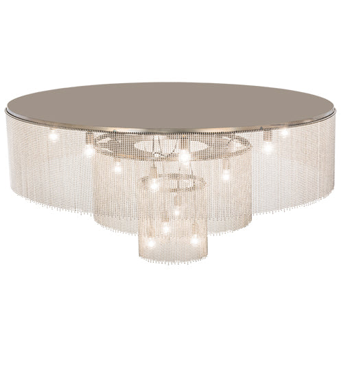 Meyda Lighting Niagara 72" 16-Light Antique Copper Flush Mount Light With Stainless Steel Chain Shade