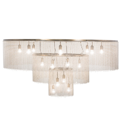 Meyda Lighting Niagara 72" 16-Light Antique Copper Flush Mount Light With Stainless Steel Chain Shade