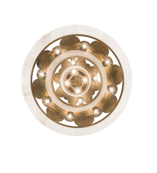 Meyda Lighting Niagara 72" 16-Light Antique Copper Flush Mount Light With Stainless Steel Chain Shade