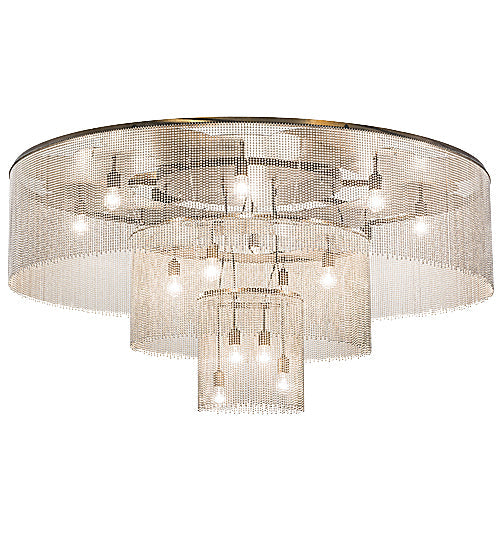 Meyda Lighting Niagara 72" 16-Light Antique Copper Flush Mount Light With Stainless Steel Chain Shade