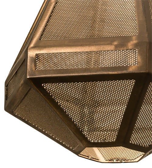 Meyda Lighting Nidos 10" Antique Copper Struttura Mini Pendant Light With Perforated Metal Shade
