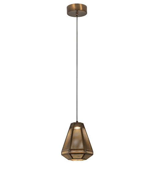 Meyda Lighting Nidos 202946 9" Antique Copper Struttura Mini Pendant Light With Perforated Metal Shade