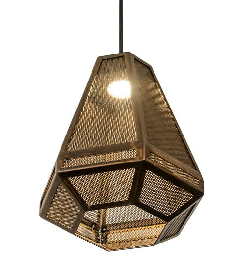 Meyda Lighting Nidos 202946 9" Antique Copper Struttura Mini Pendant Light With Perforated Metal Shade