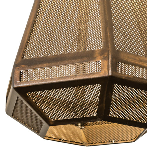 Meyda Lighting Nidos 202946 9" Antique Copper Struttura Mini Pendant Light With Perforated Metal Shade