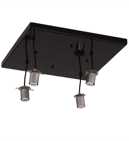 Meyda Lighting Nidos 30" 4-Light Mirror Black & Nickel Pendant Light With Black Metal Honeycomb Shade