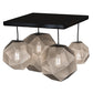 Meyda Lighting Nidos 30" 4-Light Mirror Black & Nickel Pendant Light With Black Metal Honeycomb Shade