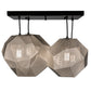 Meyda Lighting Nidos 30" 4-Light Mirror Black & Nickel Pendant Light With Black Metal Honeycomb Shade
