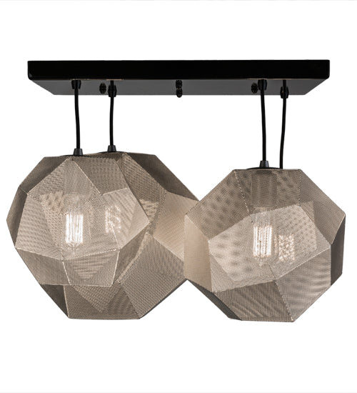Meyda Lighting Nidos 30" 4-Light Mirror Black & Nickel Pendant Light With Black Metal Honeycomb Shade