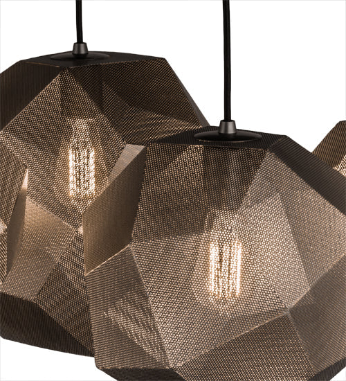 Meyda Lighting Nidos 30" 4-Light Mirror Black & Nickel Pendant Light With Black Metal Honeycomb Shade