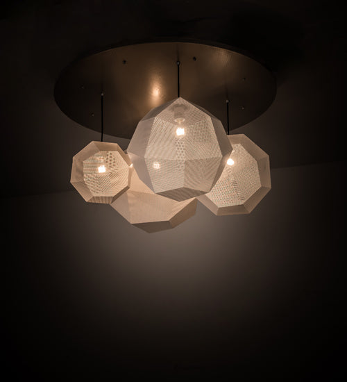 Meyda Lighting Nidos 48" 4-Light Nickel Pendant Light With White Shade