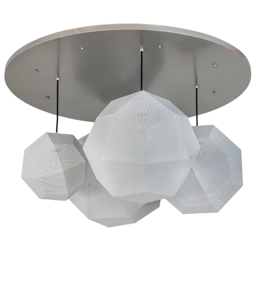 Meyda Lighting Nidos 48" 4-Light Nickel Pendant Light With White Shade