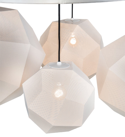 Meyda Lighting Nidos 48" 4-Light Nickel Pendant Light With White Shade