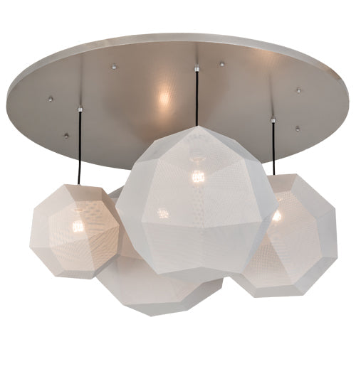 Meyda Lighting Nidos 48" 4-Light Nickel Pendant Light With White Shade
