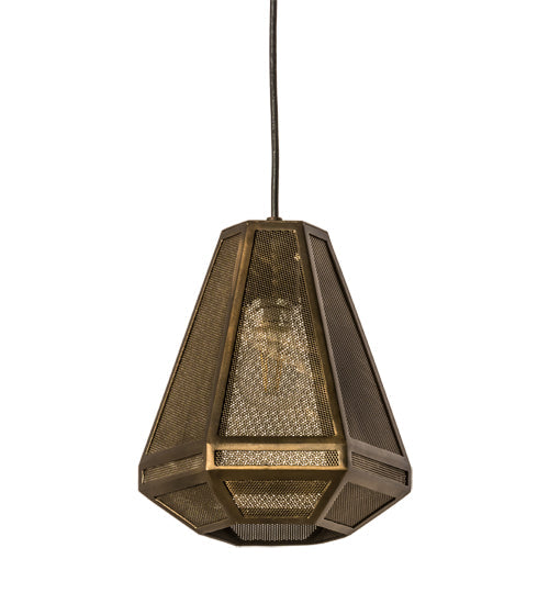 Meyda Lighting Nidos 9" Antique Copper Struttura Mini Pendant Light