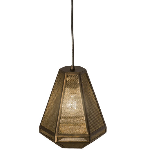 Meyda Lighting Nidos 9" Antique Copper Struttura Mini Pendant Light