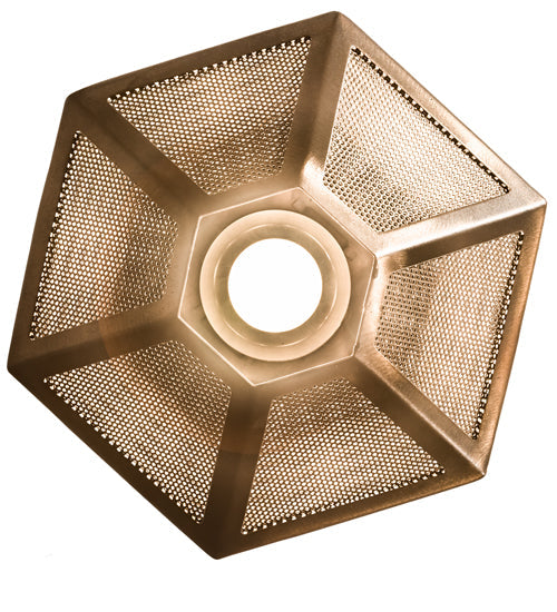 Meyda Lighting Nidos 9" Antique Copper Struttura Mini Pendant Light With Perforated Metal Shade