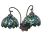 Meyda Lighting Nightfall Wisteria 18" 2-Light Mahogany Bronze Wall Sconce With Green & Blue Shade Glass