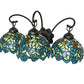 Meyda Lighting Nightfall Wisteria 22" 3-Light Mahogany Bronze Wall Sconce With Green & Blue Shade Glass