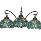 Meyda Lighting Nightfall Wisteria 22" 3-Light Mahogany Bronze Wall Sconce With Green & Blue Shade Glass