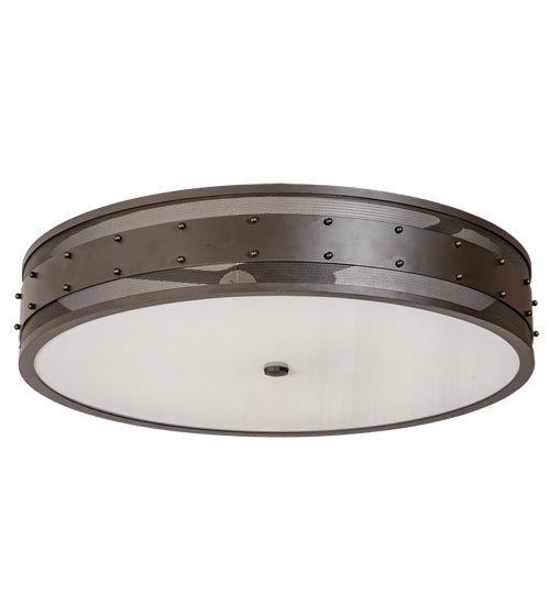 Meyda Lighting Nolan 30" 3-Light Oil Rubbed Bronze Flush Mount Light With White Statuario Idalight Shade