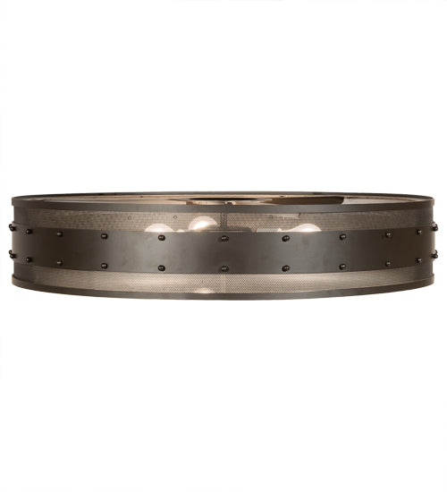 Meyda Lighting Nolan 30" 3-Light Oil Rubbed Bronze Flush Mount Light With White Statuario Idalight Shade