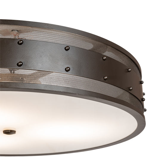 Meyda Lighting Nolan 30" 3-Light Oil Rubbed Bronze Flush Mount Light With White Statuario Idalight Shade