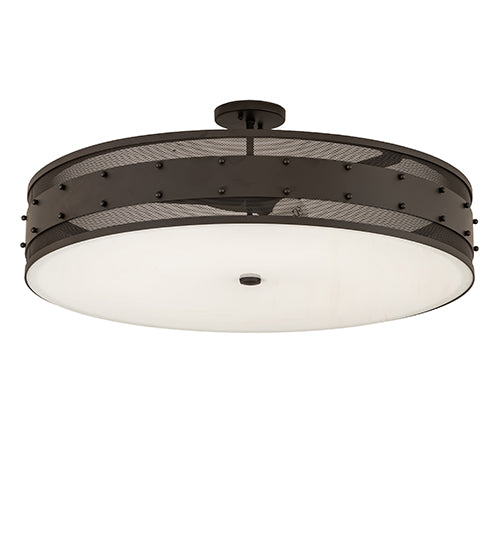 Meyda Lighting Nolan 30" 3-Light Oil Rubbed Bronze Semi Flush Mount Light With White Statuario Idalight Shade