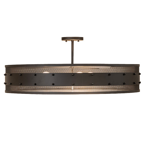 Meyda Lighting Nolan 30" 3-Light Oil Rubbed Bronze Semi Flush Mount Light With White Statuario Idalight Shade