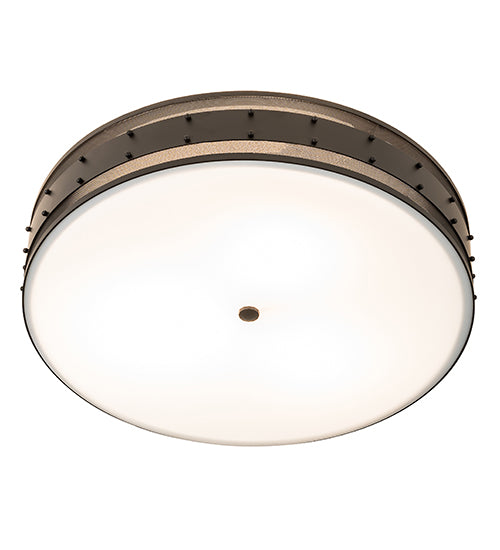 Meyda Lighting Nolan 30" 3-Light Oil Rubbed Bronze Semi Flush Mount Light With White Statuario Idalight Shade