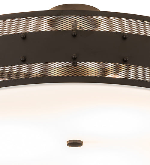 Meyda Lighting Nolan 30" 3-Light Oil Rubbed Bronze Semi Flush Mount Light With White Statuario Idalight Shade