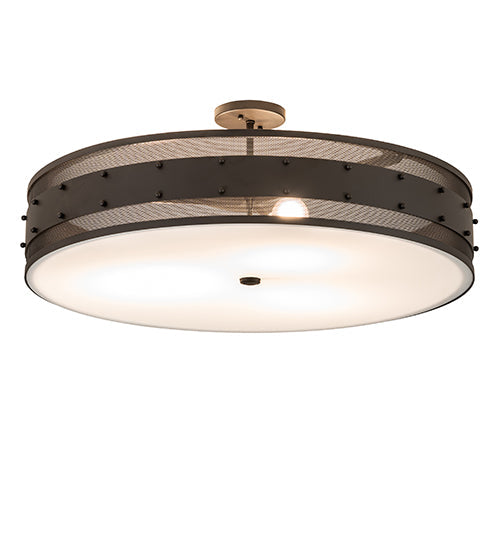 Meyda Lighting Nolan 30" 3-Light Oil Rubbed Bronze Semi Flush Mount Light With White Statuario Idalight Shade