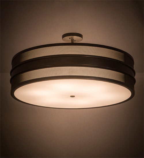 Meyda Lighting Nolan 36" 6-Light Timeless Bronze Semi-flush Mount Light With White Statuario Idalight Shade Glass