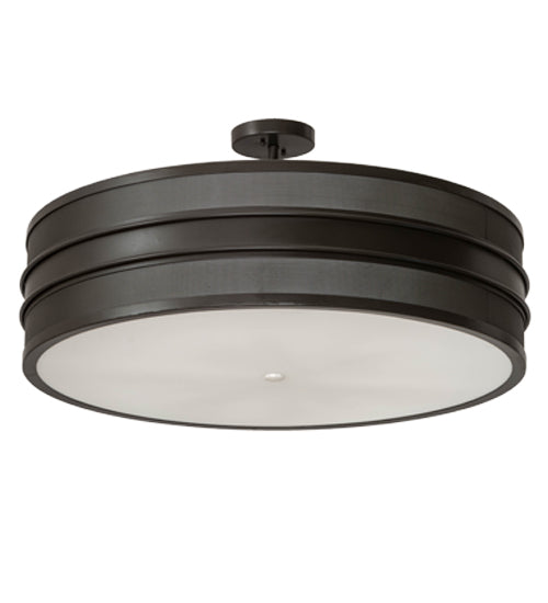 Meyda Lighting Nolan 36" 6-Light Timeless Bronze Semi-flush Mount Light With White Statuario Idalight Shade Glass