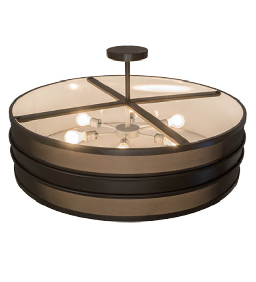 Meyda Lighting Nolan 36" 6-Light Timeless Bronze Semi-flush Mount Light With White Statuario Idalight Shade Glass