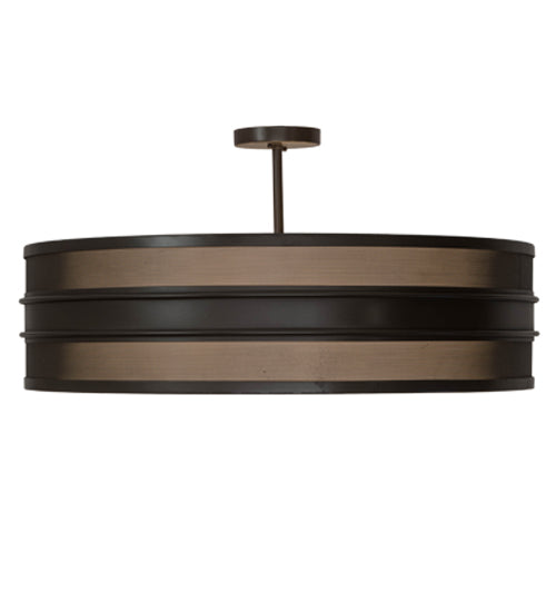 Meyda Lighting Nolan 36" 6-Light Timeless Bronze Semi-flush Mount Light With White Statuario Idalight Shade Glass