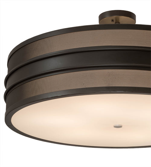 Meyda Lighting Nolan 36" 6-Light Timeless Bronze Semi-flush Mount Light With White Statuario Idalight Shade Glass
