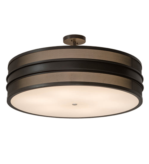 Meyda Lighting Nolan 36" 6-Light Timeless Bronze Semi-flush Mount Light With White Statuario Idalight Shade Glass