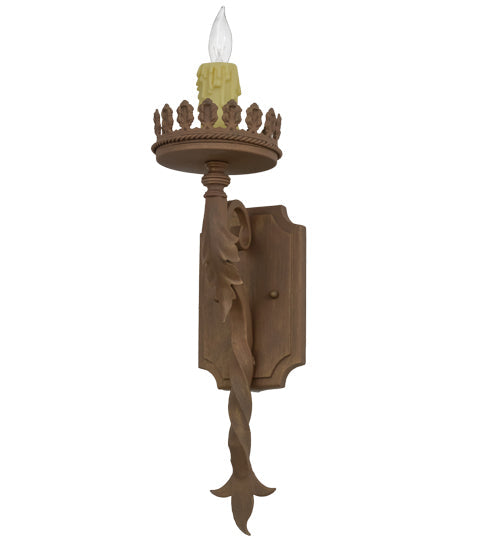 Meyda Lighting Nordic 7" Cortez Gold Wall Sconce With Ivory Faux Candlelight