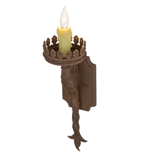 Meyda Lighting Nordic 7" Cortez Gold Wall Sconce With Ivory Faux Candlelight