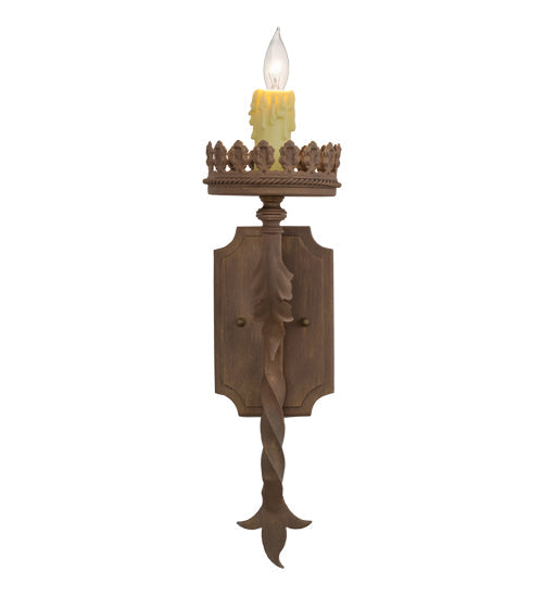Meyda Lighting Nordic 7" Cortez Gold Wall Sconce With Ivory Faux Candlelight