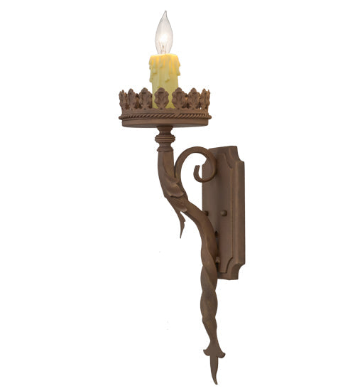 Meyda Lighting Nordic 7" Cortez Gold Wall Sconce With Ivory Faux Candlelight
